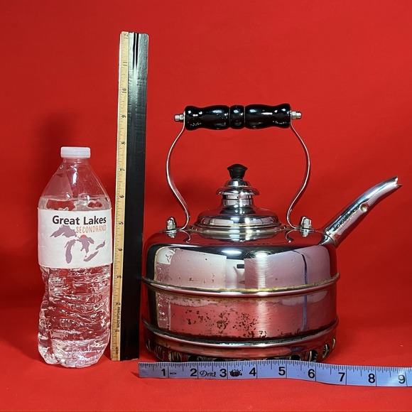 Simplex Whistling Tea Kettle Solid Copper Chrome / England 400709-402190 / Flaws - Picture 2 of 16